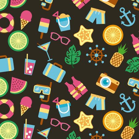 hello summer icon set background vector design graphic illustrationのイラスト素材