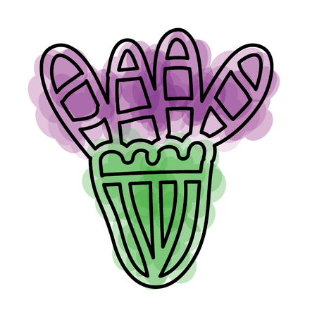 watercolor purple flower cartoon vector graphic designのイラスト素材