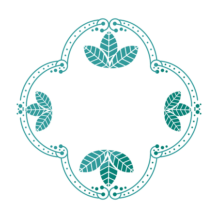 decorative frame with leaves icon over white background vector illustrationのイラスト素材