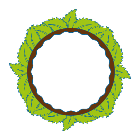 decorative frame with leaves icon over white background vector illustrationのイラスト素材