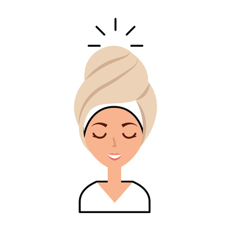 head woman with towell vector illustration designのイラスト素材