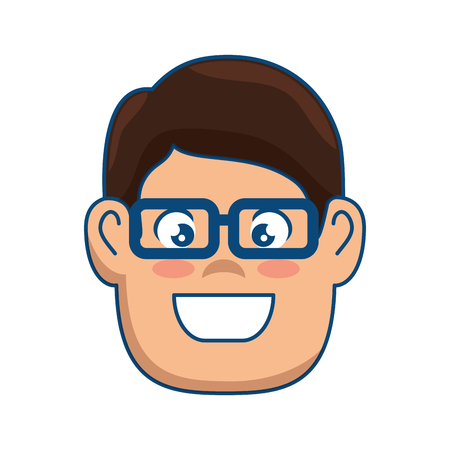 cartoon man wearing glasses icon over white background vector illustrationのイラスト素材