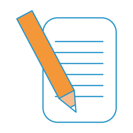 pencil and paper page icon over white background colorful design vector illustrationのイラスト素材