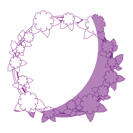 wreath of beautiful flowers icon over white background vector illustrationのイラスト素材