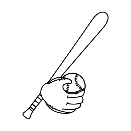 baseball bat, ball and glove icon over white background vector illustrationのイラスト素材