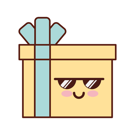 Gift box present character vector illustration designのイラスト素材