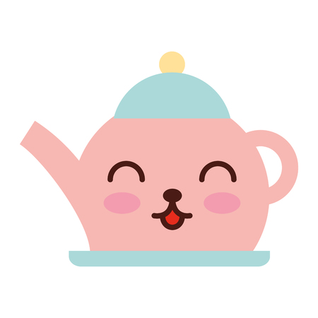 coffee teapot kawaii character vector illustration designのイラスト素材