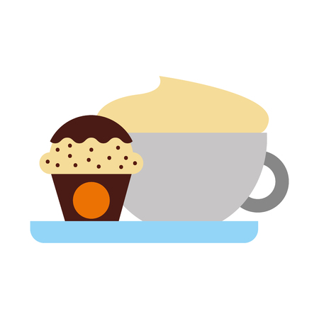 Delicious coffee with cupcake vector illustration designのイラスト素材