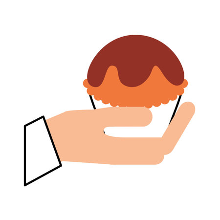 hand human with cup cake sweet icon vector illustration designのイラスト素材