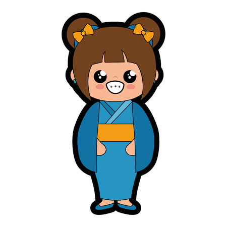 Cute japanese girl cartoon  icon vector illustration graphic designのイラスト素材