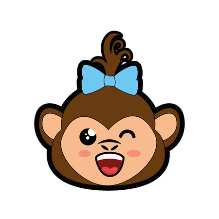 Monkey kawaii cartoon icon vector illustration graphic designのイラスト素材