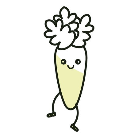 carrot fresh vegetable character vector illustration designのイラスト素材