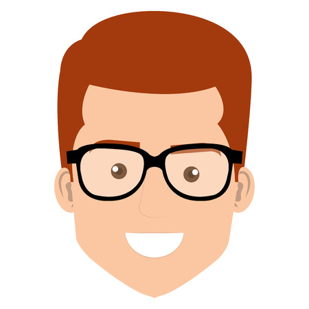 young man head with glasses avatar character vector illustration designのイラスト素材