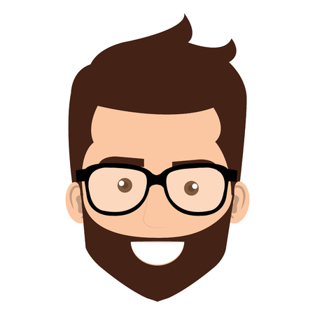 young man head with beard avatar character vector illustration designのイラスト素材
