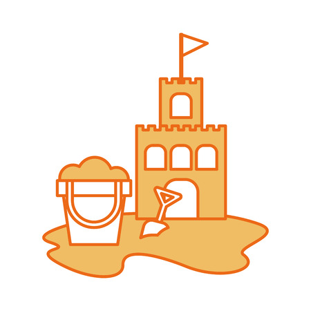 beach sandcastle with sand bucket vector illustration designのイラスト素材