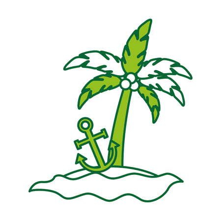 tree palm with anchor summer icon vector illustration designのイラスト素材