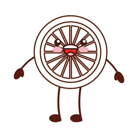 orange tropical and exotic fruit kawaii character vector illustration designのイラスト素材