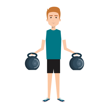 Athletic man weight lifting character vector illustration designのイラスト素材