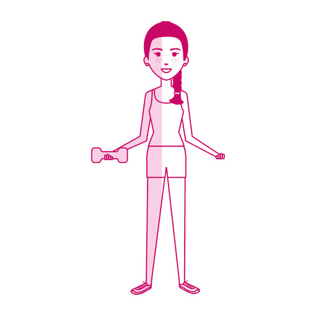 A woman weight lifting with sport wear vector illustration design.のイラスト素材