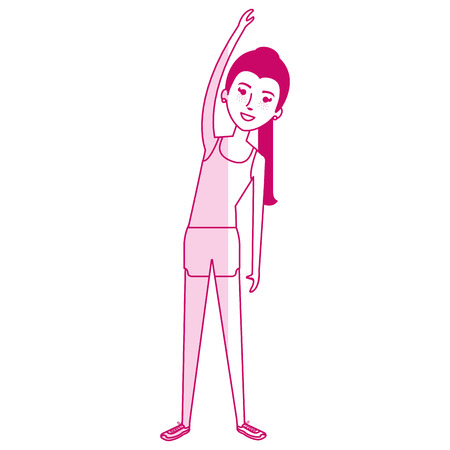 Woman doing aerobics with sport wear vector illustration designのイラスト素材