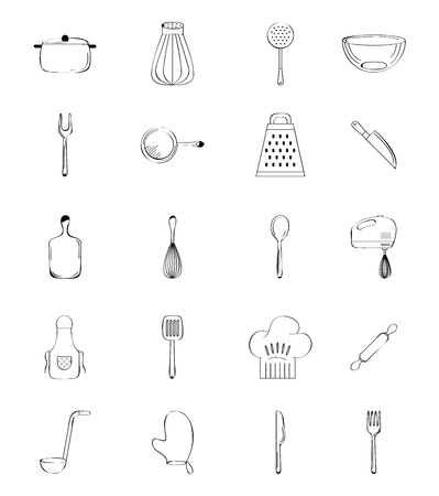 Icons set cooking lessons vector illustration design graphic.のイラスト素材