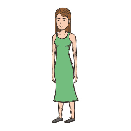 beautiful and young woman character vector illustration designのイラスト素材