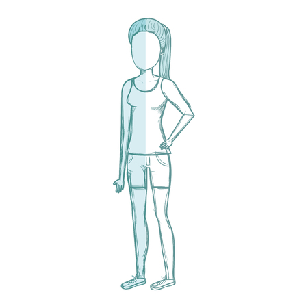 beautiful and young woman character vector illustration designのイラスト素材