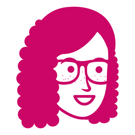 beautiful and young woman head character vector illustration designのイラスト素材