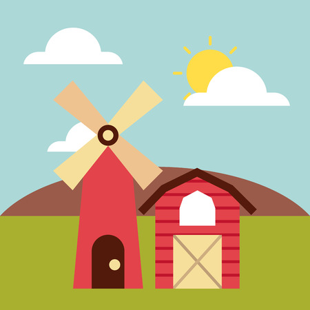 farm circle background flat icon vector illustration design graphicのイラスト素材