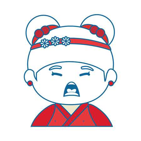 cartoon japanese girl icon over white background colorful design vector illustrationのイラスト素材