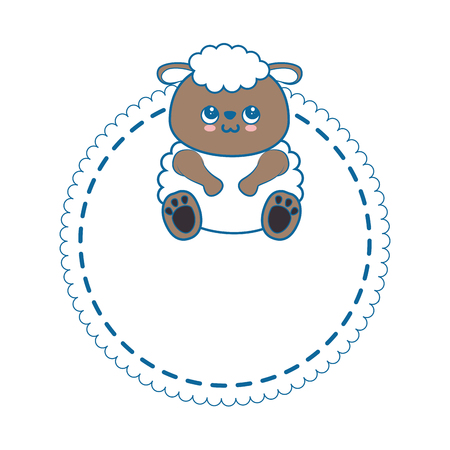 decorative frame with kawaii animal icon over white background colorful design vector illustrationのイラスト素材