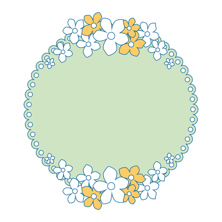decorative frame with beautiful flowers icon over white background vector illustrationのイラスト素材