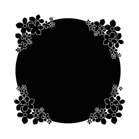 decorative frame with beautiful flowers icon over white background vector illustrationのイラスト素材