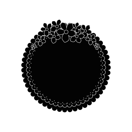 decorative frame with beautiful flowers icon over white background vector illustrationのイラスト素材