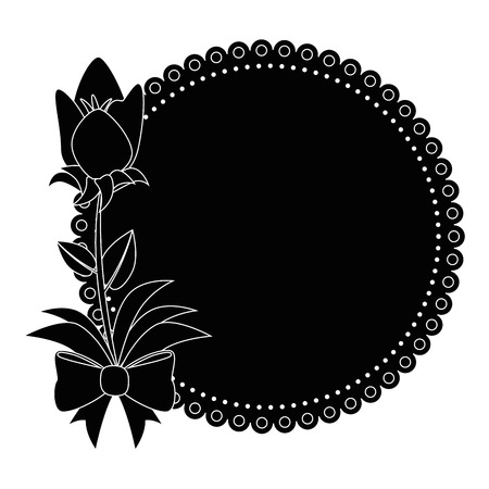 decorative frame with beautiful flowers icon over white background vector illustrationのイラスト素材