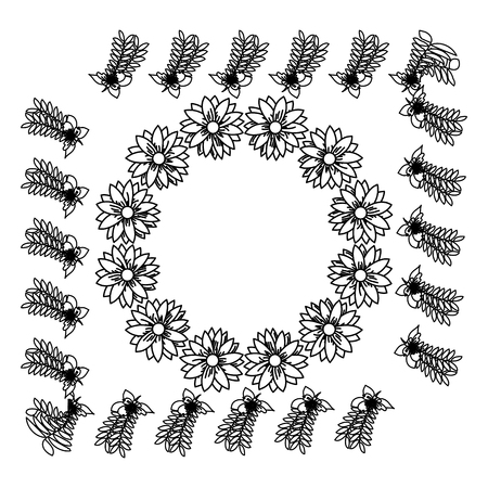 square frame decoration floral vector illustration designのイラスト素材
