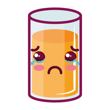 orange juice glass kawaii character vector illustration designのイラスト素材