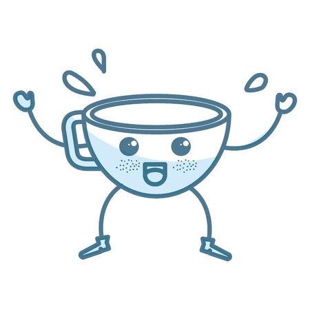 coffee cup kawaii character vector illustration designのイラスト素材