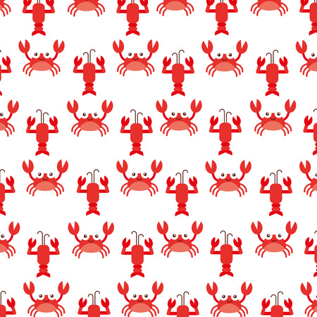 cute crab and lobster sealife pattern vector illustration designのイラスト素材