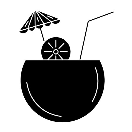 coconut cocktail with umbrella vector illustration designのイラスト素材