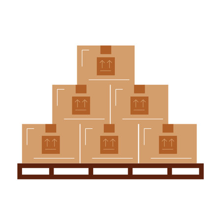 pile boxes in stowages carton delivery icon vector illustration designのイラスト素材