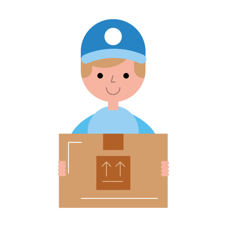 delivery worker with box avatar character vector illustration designのイラスト素材