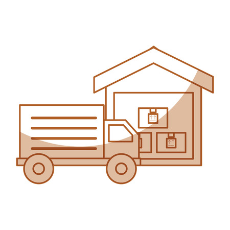 truck delivery with warehouse service icon vector illustration designのイラスト素材