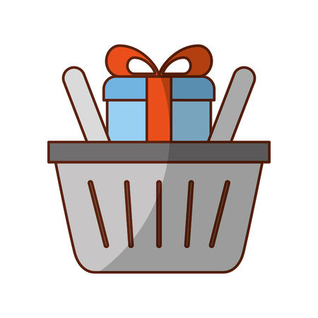 basket shopping with gift isolated icon vector illustration designのイラスト素材