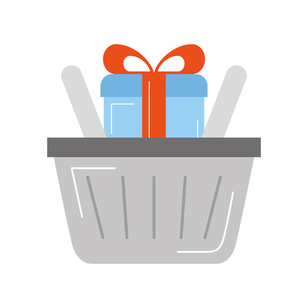 basket shopping with gift isolated icon vector illustration designのイラスト素材