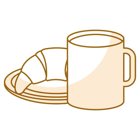 delicious croissant with coffee cup vector illustration designのイラスト素材