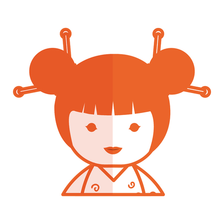 cute Little japanese doll vector illustration designのイラスト素材