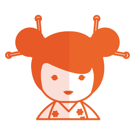 cute Little japanese doll vector illustration designのイラスト素材