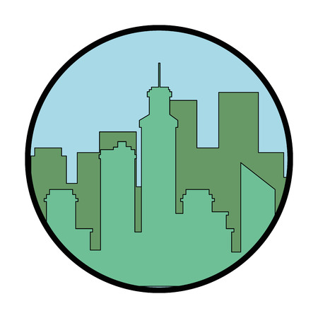 silhouette of urban city icon over white background colorful design vector illustrationのイラスト素材