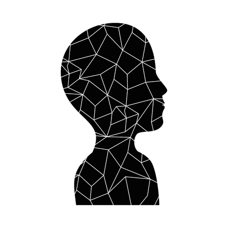 silhouette of avatar man with abstract shapes icon over white background vector illustrationのイラスト素材